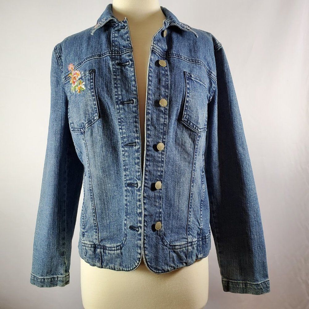 Kikit Jeans Embroidery & Sequins Denim Jacket Size L